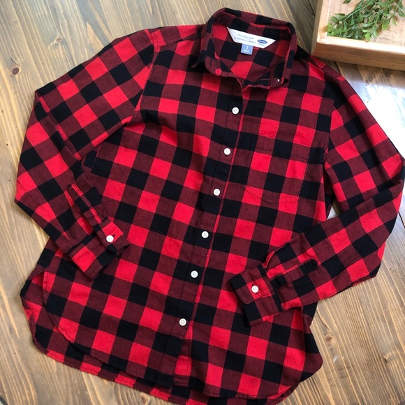 Old Navy Tops - Buffalo Check Button Shirt Christmas 🎄